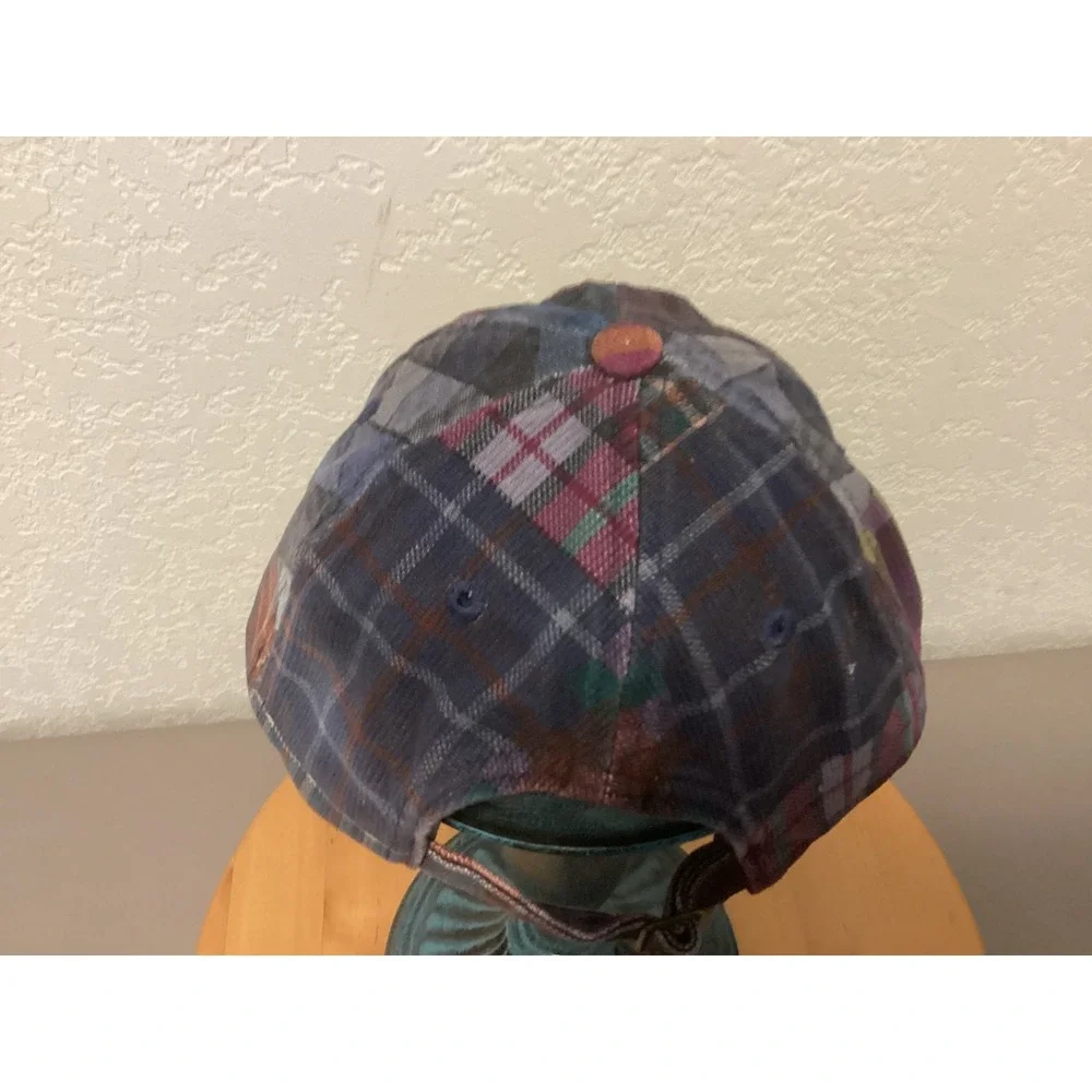 Teddy Fresh Plaid Hat Cap Bear Blue Maroon Multicolored Adjustable Cotton